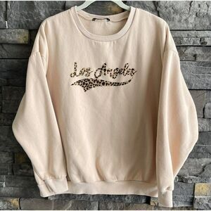 Shein Los Angeles Crew Neck Sweatshirt Womens Medium Beige California‎